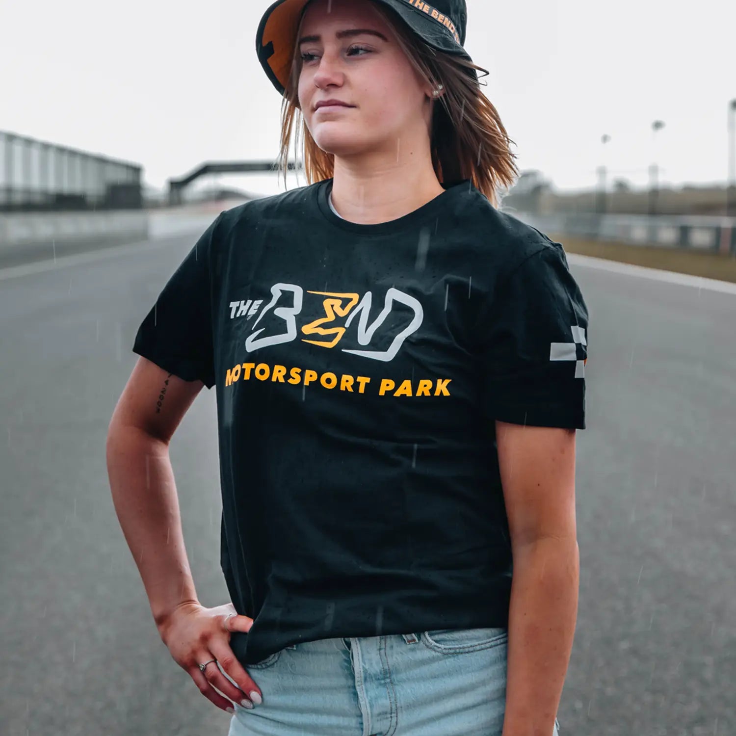 The Bend - Check Sleeve T-Shirt - Black