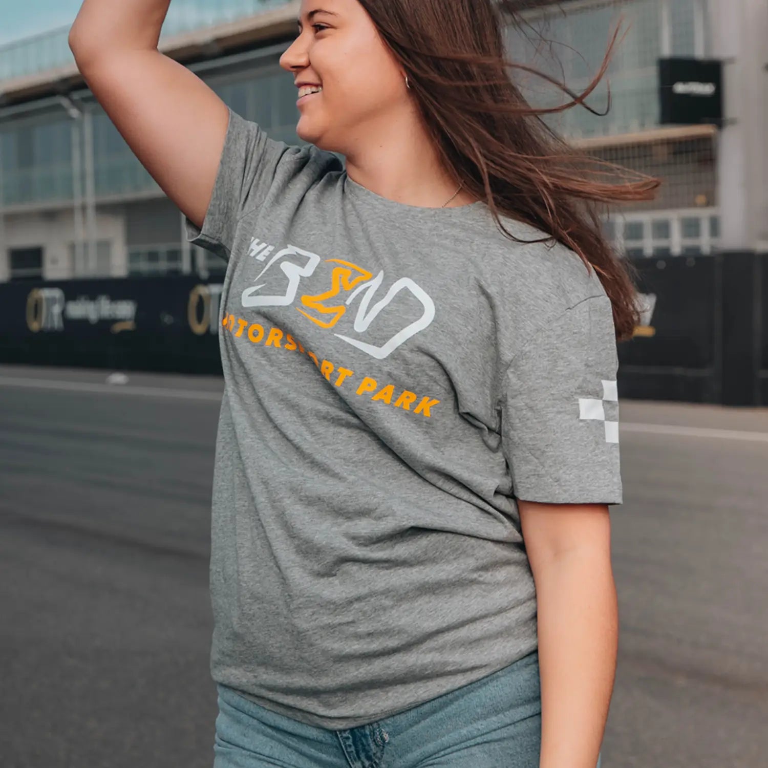 The Bend - Check Sleeve T-Shirt - Grey